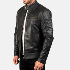 Dean Black Leather Biker Jacket