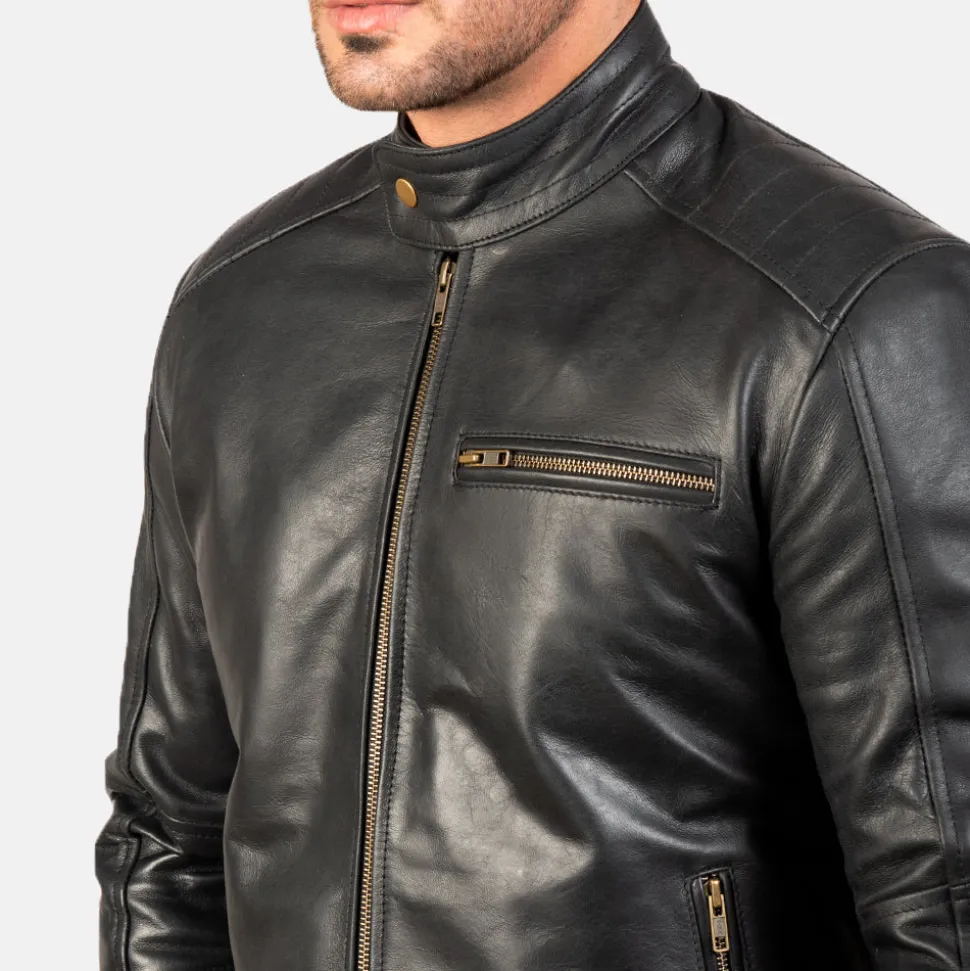 Dean Black Leather Biker Jacket