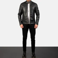 Dean Black Leather Biker Jacket