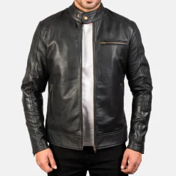 Dean Black Leather Biker Jacket