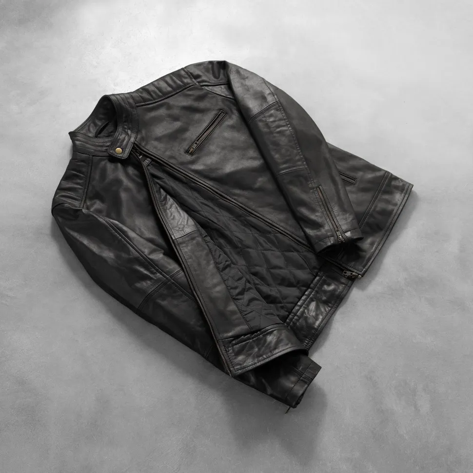 Dean Black Leather Biker Jacket