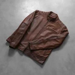 Dean Brown Leather Biker Jacket