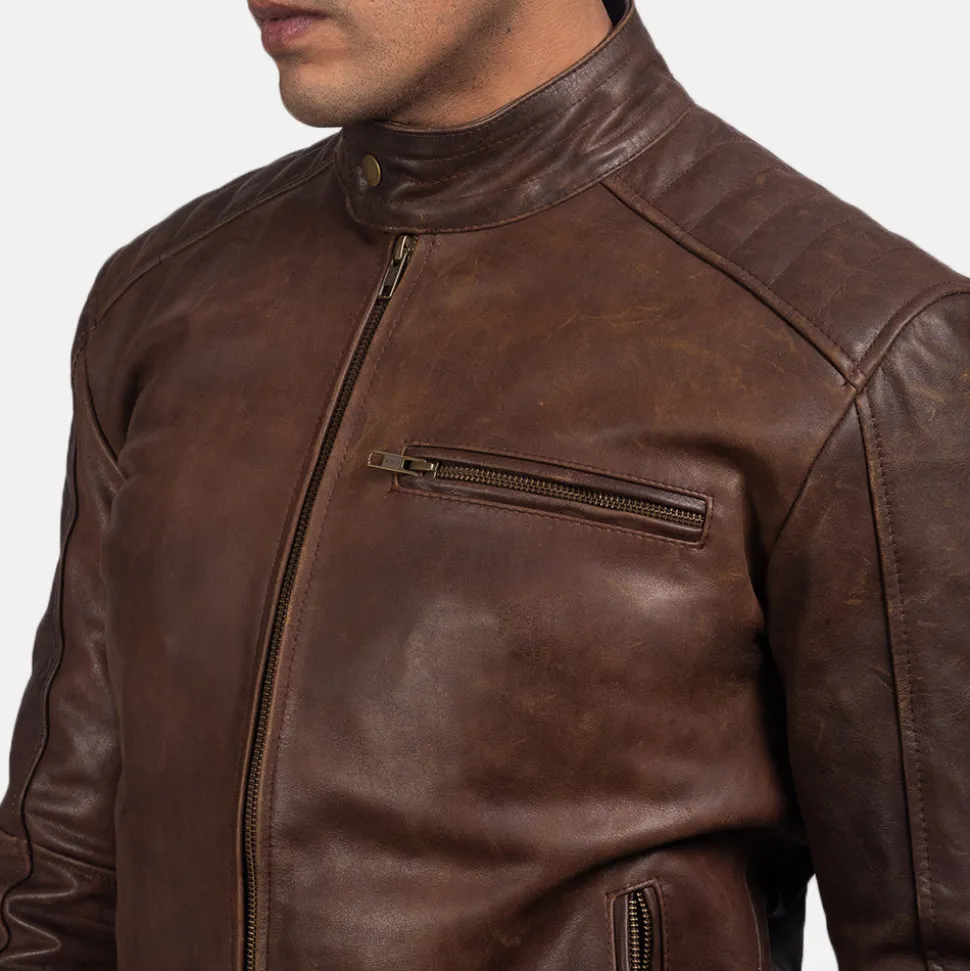 Dean Brown Leather Biker Jacket