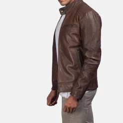 Dean Brown Leather Biker Jacket