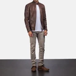 Dean Brown Leather Biker Jacket