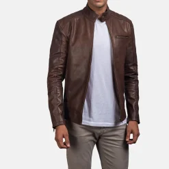 Dean Brown Leather Biker Jacket