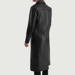 Delmar Black Leather Double Breasted Coat