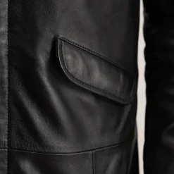 Delvin Black Leather Parka