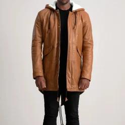 Delvin Tan Leather Parka