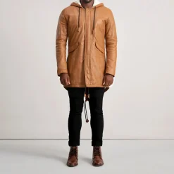Delvin Tan Leather Parka