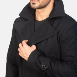 Detective Black Wool Coat