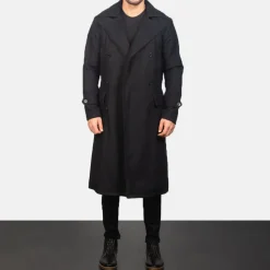 Detective Black Wool Coat