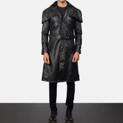 Deux Black Leather Duster