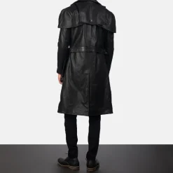 Deux Black Leather Duster