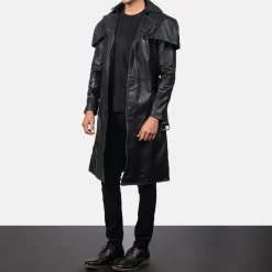 Deux Black Leather Duster