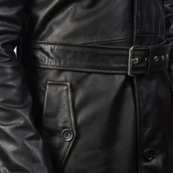 Deux Black Leather Duster