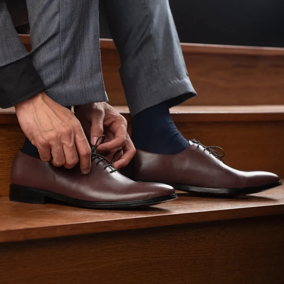 Director Wholecut Maroon Leather Shoes