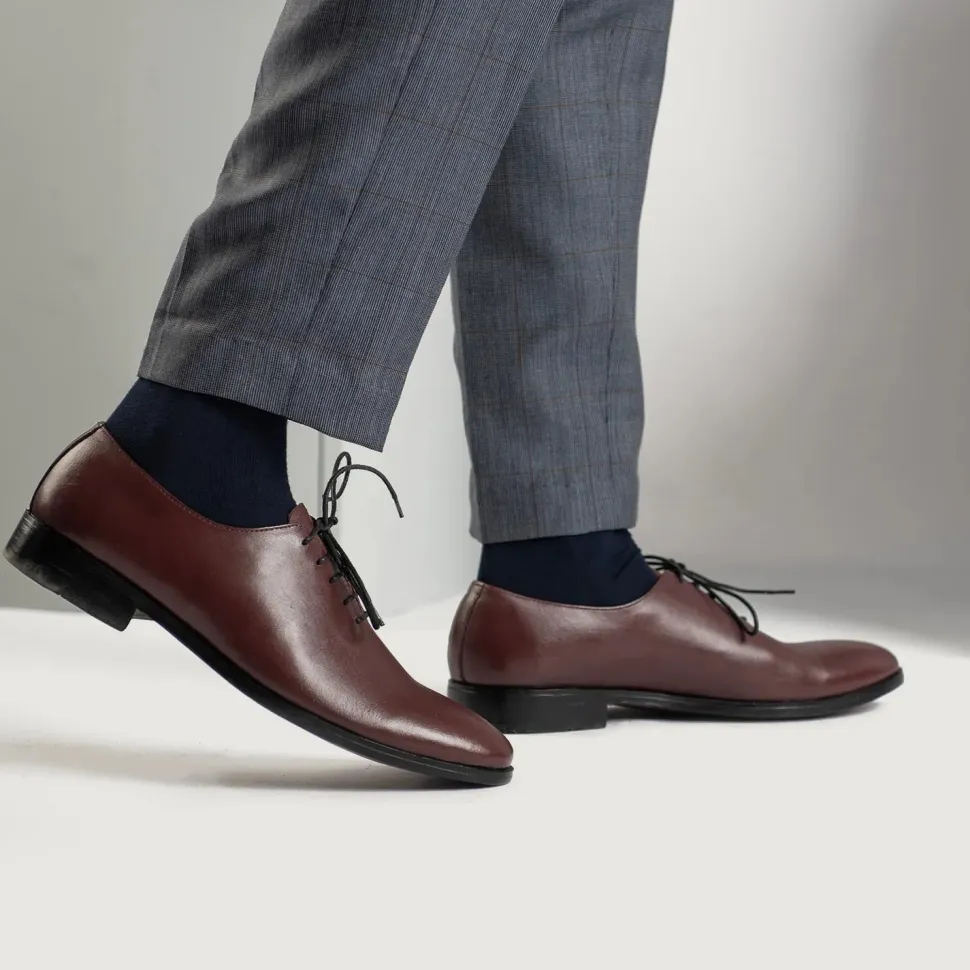 Director Wholecut Maroon Leather Shoes