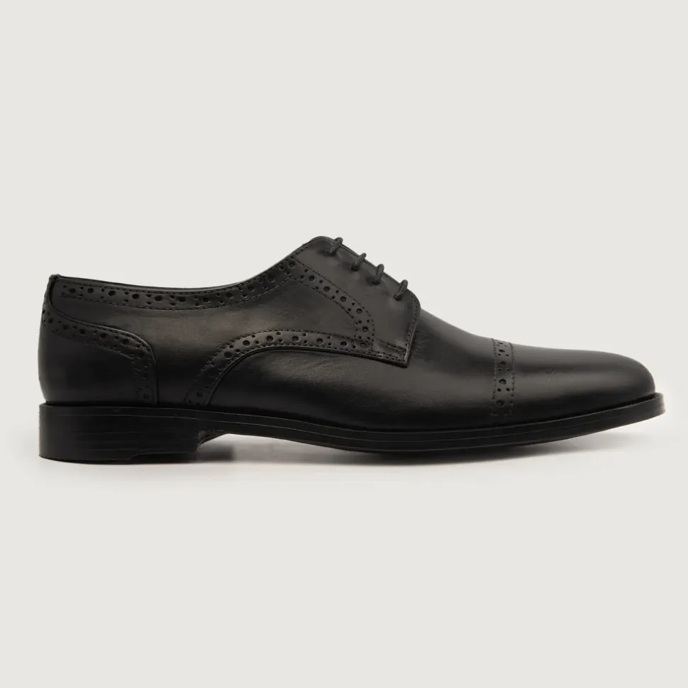 Dirk Brogues Derby Black Leather Shoes