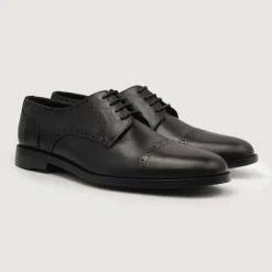 Dirk Brogues Derby Black Leather Shoes
