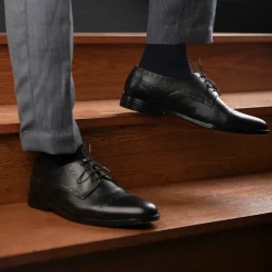 Dirk Brogues Derby Black Leather Shoes