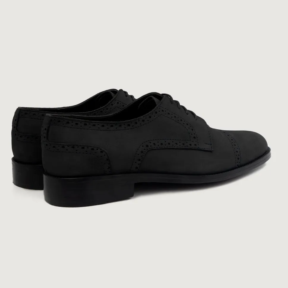 Dirk Brogues Derby Black Nubuck Leather Shoes