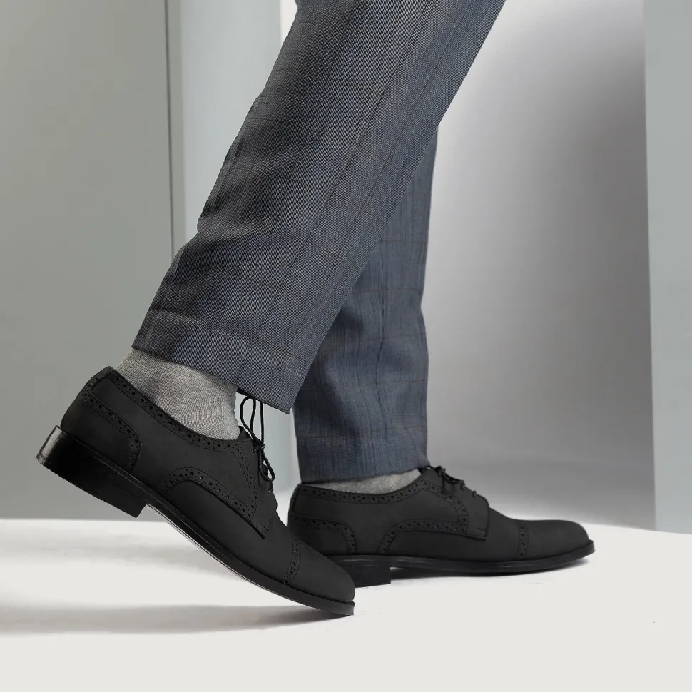 Dirk Brogues Derby Black Nubuck Leather Shoes