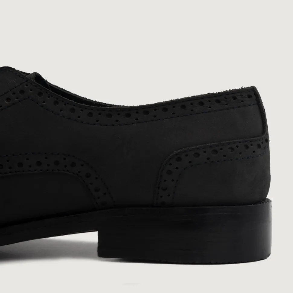 Dirk Brogues Derby Black Nubuck Leather Shoes