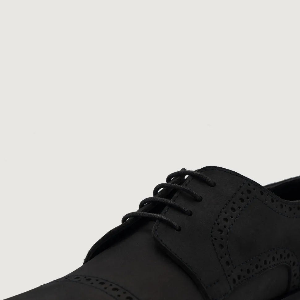 Dirk Brogues Derby Black Nubuck Leather Shoes