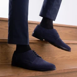 Dirk Brogues Derby Blue Suede Leather Shoes - StudGuard