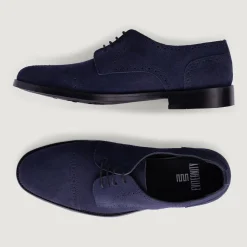 Dirk Brogues Derby Blue Suede Leather Shoes - StudGuard