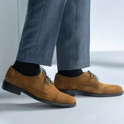 Dirk Brogues Derby Brown Suede Leather Shoes - StudGuard