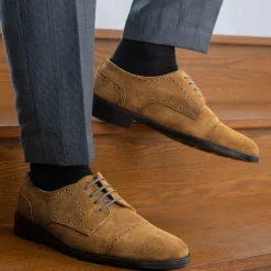 Dirk Brogues Derby Brown Suede Leather Shoes - StudGuard