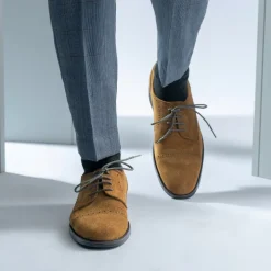 Dirk Brogues Derby Brown Suede Leather Shoes - StudGuard