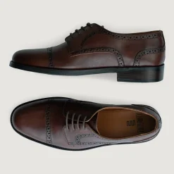 Dirk Brogues Derby Burnished Brown Leather Shoes