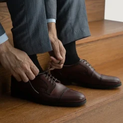 Dirk Brogues Derby Burnished Brown Leather Shoes