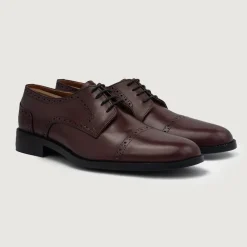 Dirk Brogues Derby Maroon Leather Shoes