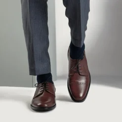 Dirk Brogues Derby Maroon Leather Shoes