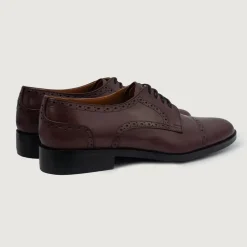 Dirk Brogues Derby Maroon Leather Shoes