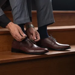 Dirk Brogues Derby Maroon Leather Shoes