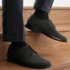 Dirk Brogues Derby Matte Black Nubuck Leather Shoes - StudGuard