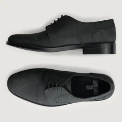 Dirk Brogues Derby Matte Black Nubuck Leather Shoes - StudGuard