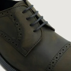 Dirk Brogues Derby Olive Oil Pullup Leather Shoes - StudGuard