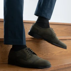 Dirk Brogues Derby Olive Oil Pullup Leather Shoes - StudGuard