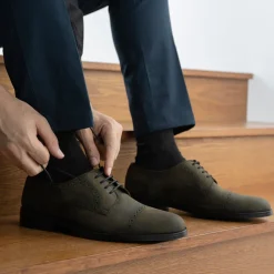 Dirk Brogues Derby Olive Oil Pullup Leather Shoes - StudGuard