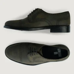 Dirk Brogues Derby Olive Oil Pullup Leather Shoes - StudGuard
