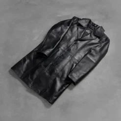 Don Long Black Leather Coat