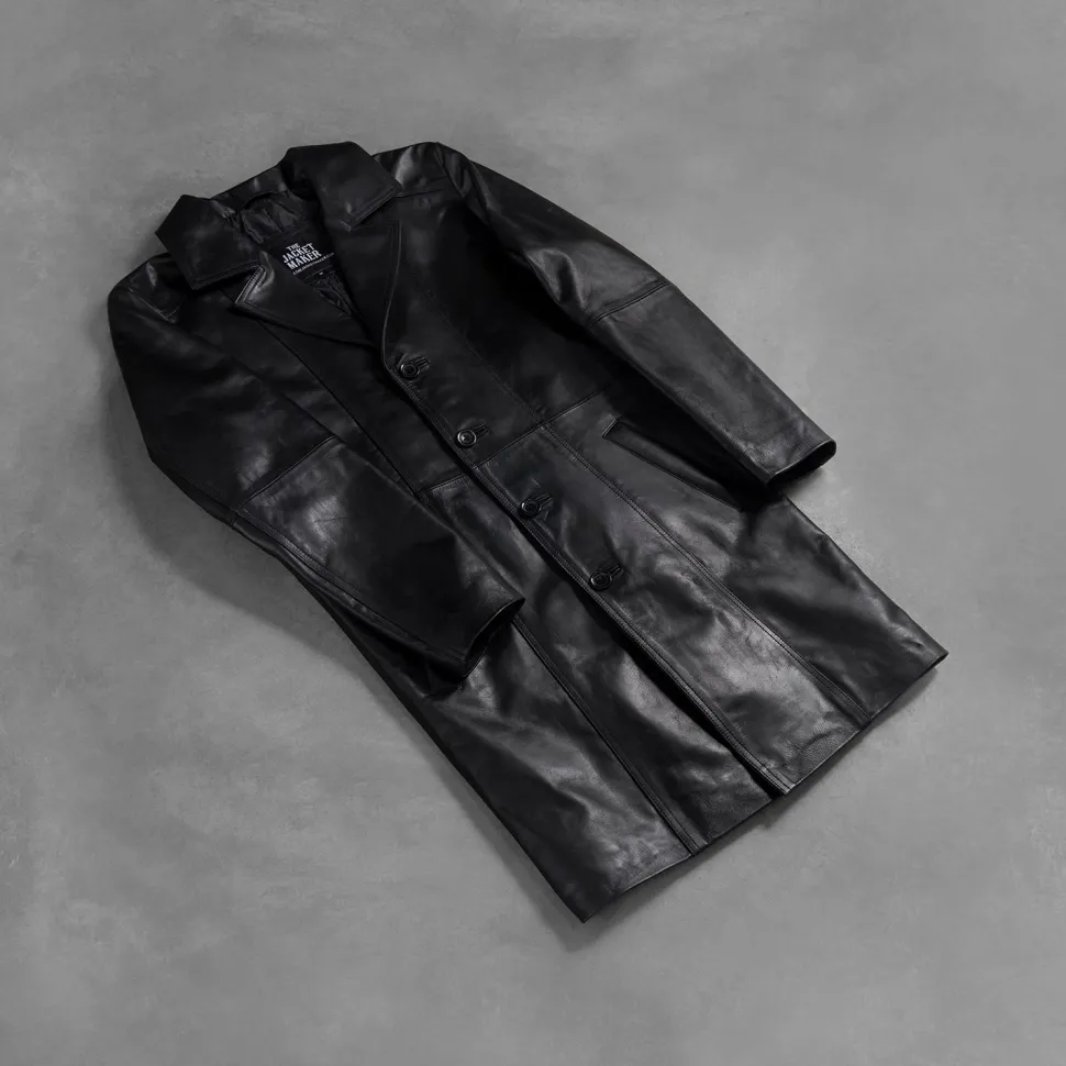 Don Long Black Leather Coat