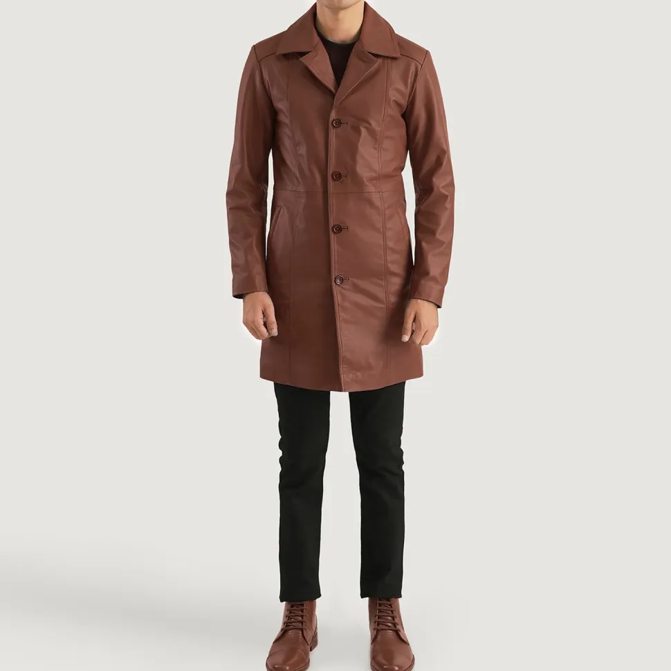 Don Long Brown Leather Coat