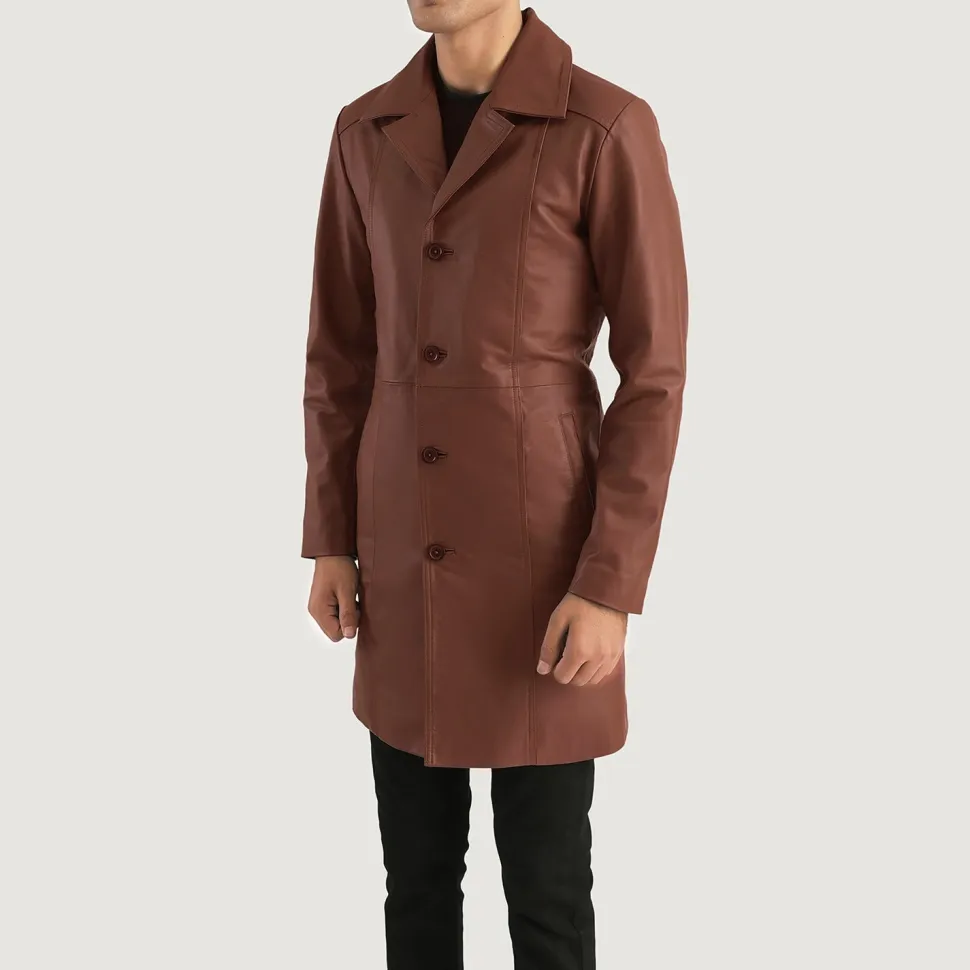 Don Long Brown Leather Coat